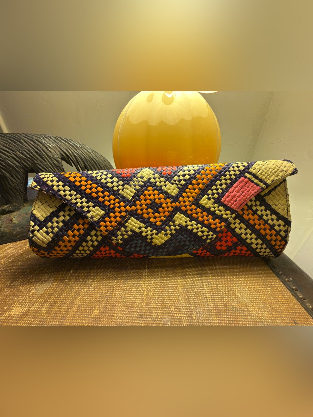 Banago Women's Hand-Woven Straw Envelope Clutch Bag Purse